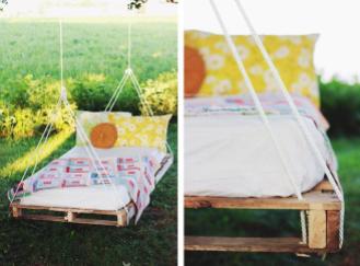 wooden swing bed